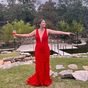 Stunning Red Lace Formal Gown